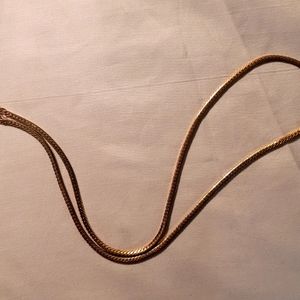 Women's VTG gold toned herringbone necklace chain with lobster clasp